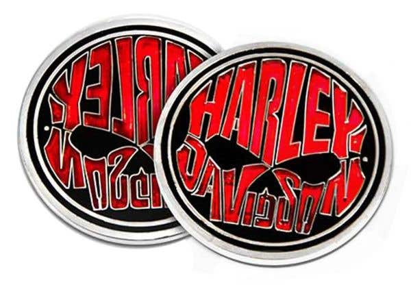 HARLEY-DAVIDSON TEXT SKULL STAINED GLASS COIN