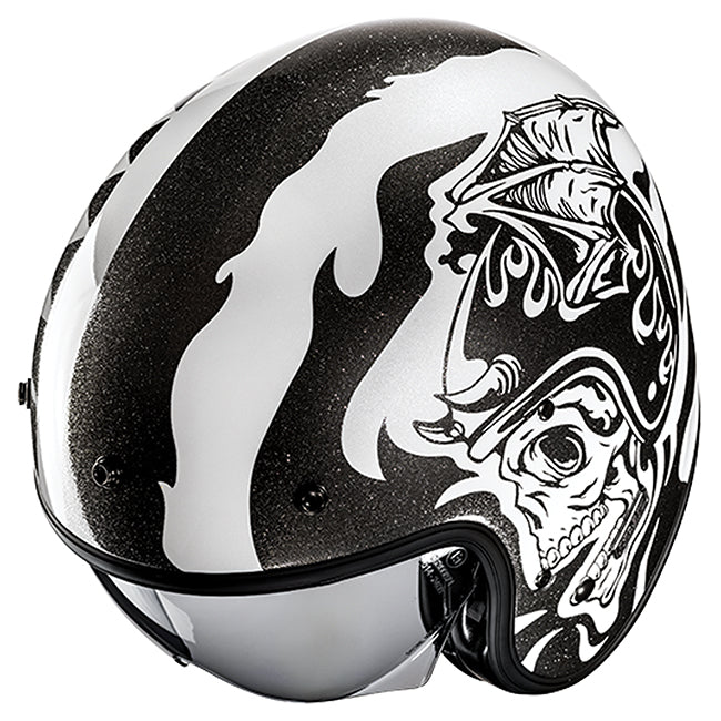 HJC V31 Helmet - Flame MC-5-Open Face – XS Black/White