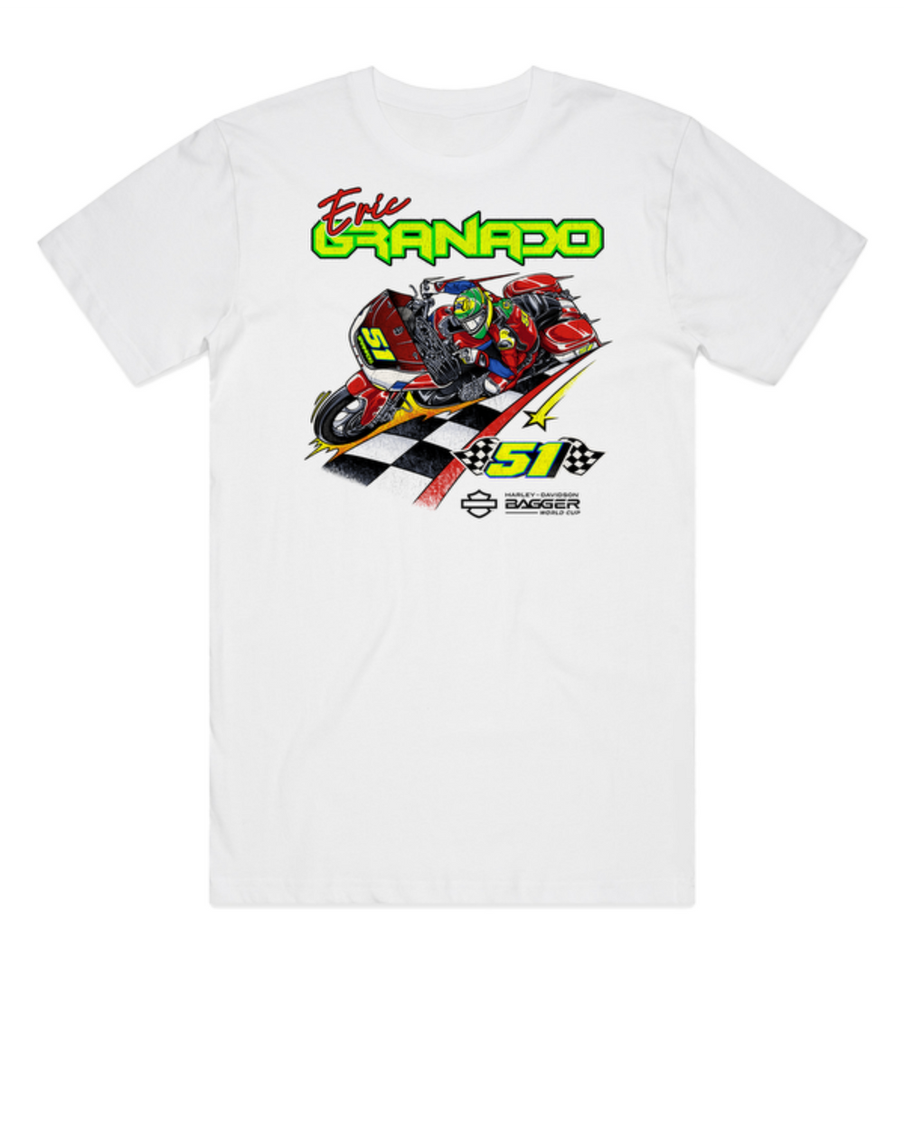 Joe Rascal Racing Eric Granado #51 Official Bagger World Cup Tee - White