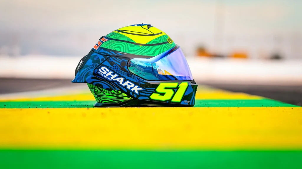 SHARK SKWAL CUP Eric Granado Replica Helmet – Matte Blue / Green / Yellow