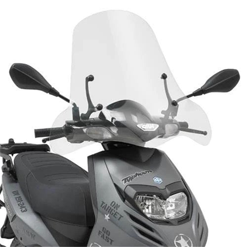 GIVI WINDSCREEN ONLY TRANSPARENT - PIAGGIO TYPHOON 50-125 11-18 (NEEDS FITTING KIT A5602A)  [ONC01]