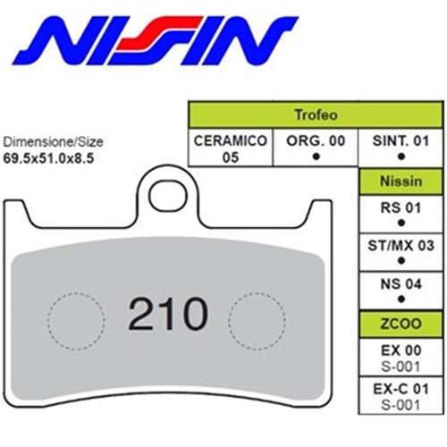 NISSIN BRAKE PADS 2P-210 ST SINT2P-303 (FA380 / FDB605 / SDP418)