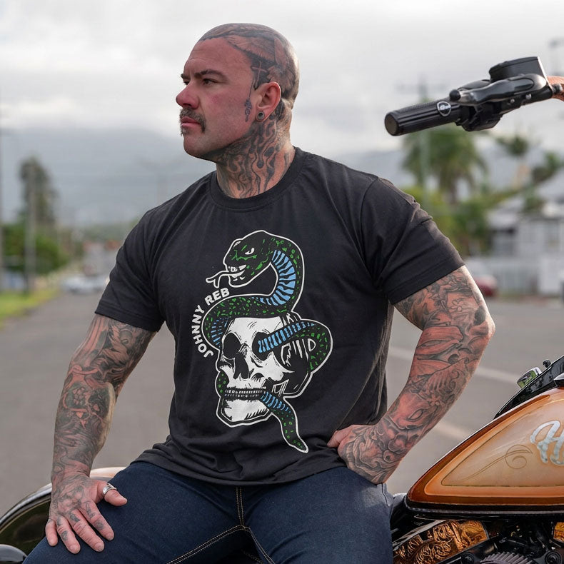 Johnny Reb Snake & Skull T-Shirt - Blue - product image 2