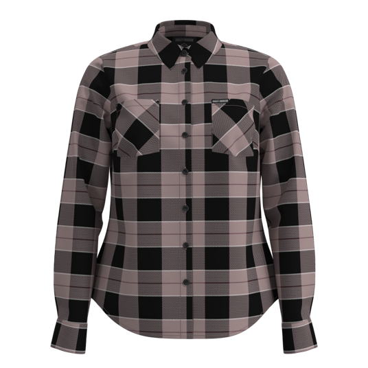 H-D® Women's Standard Buffalo Plaid Long Sleeve Shirt – Dusty Mauve & Harley Black