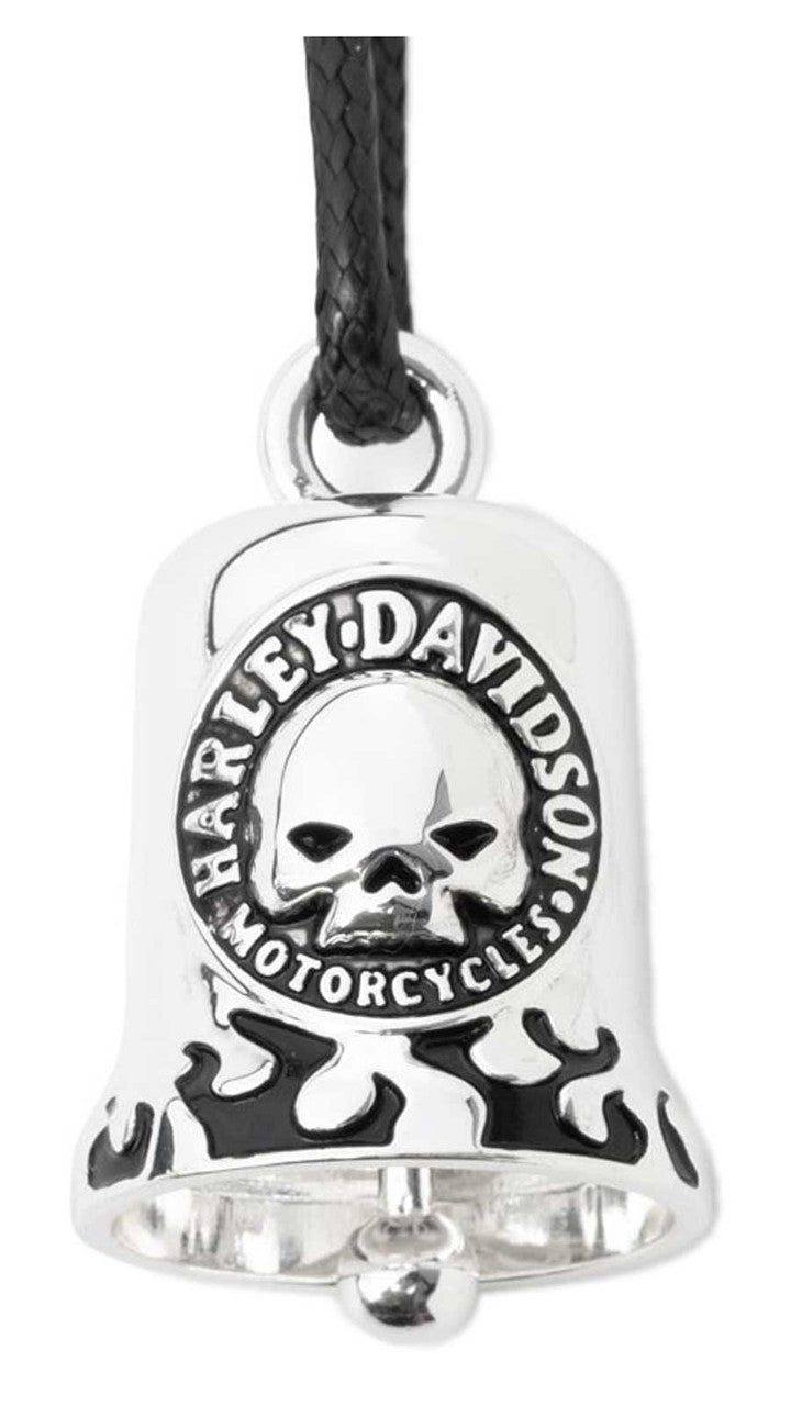 Harley-Davidson® Willie G Skull & Flames Ride Bell – Silver/Black Finish (34M00028)