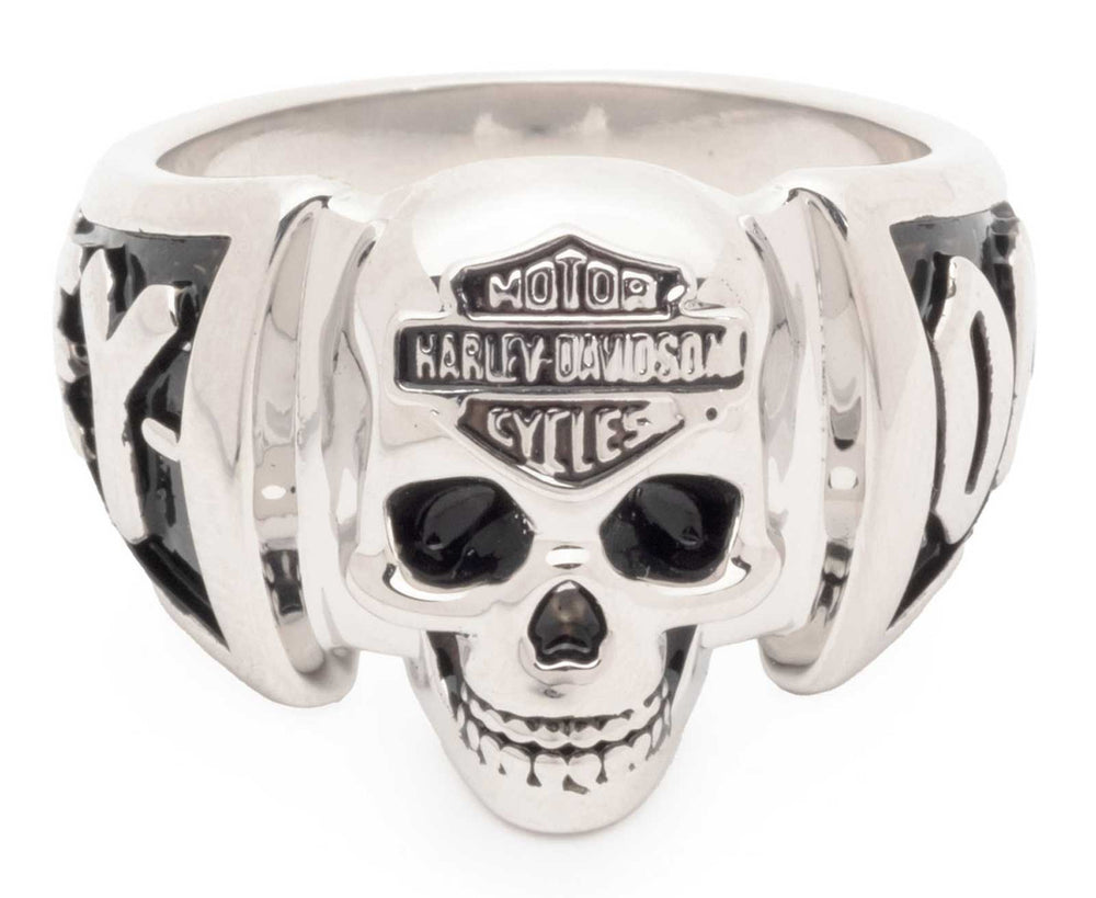 Harley-Davidson Skull And Bar and Shield Contrast Ring