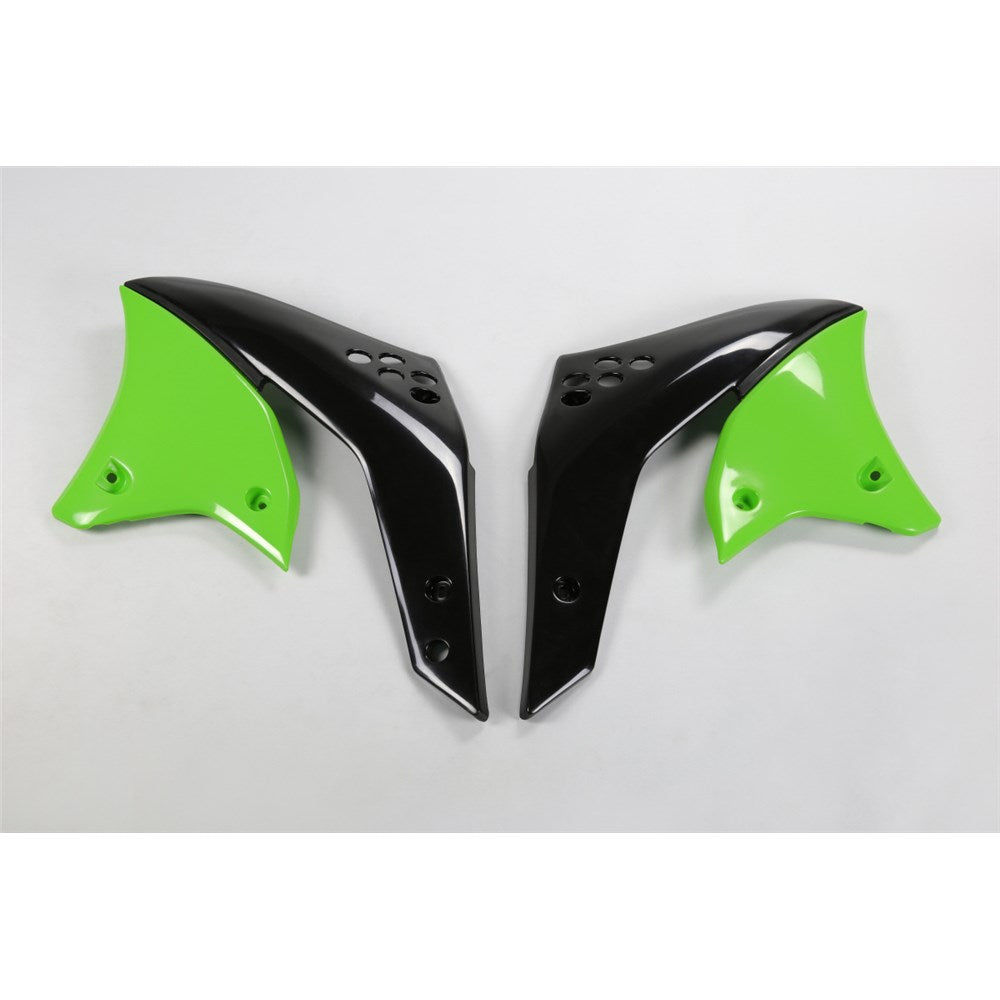 UFO KAWASAKI RADIATOR SHROUDS KX250F 06-07 (STD COLOUR BLK/021/026 GRN) 