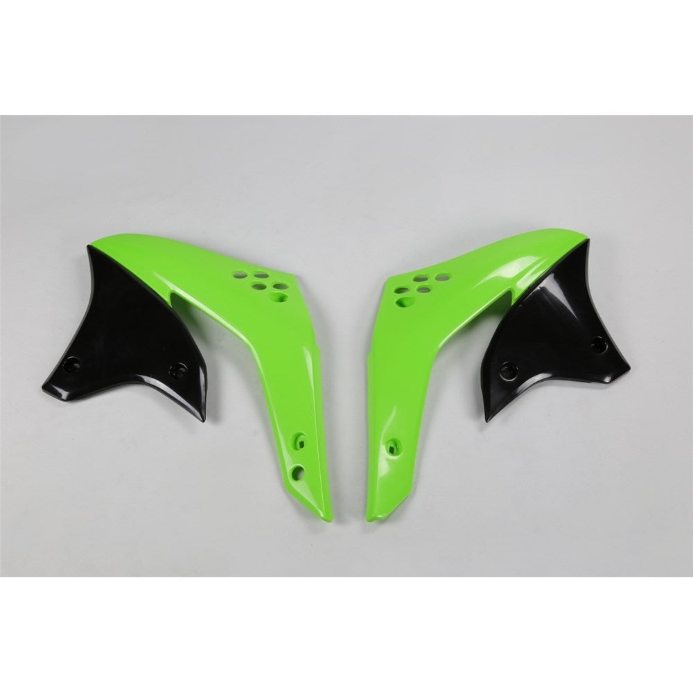 /UFO KAWASAKI RADIATOR SHROUDS KX450F 07 (OEM GRN/BLK)