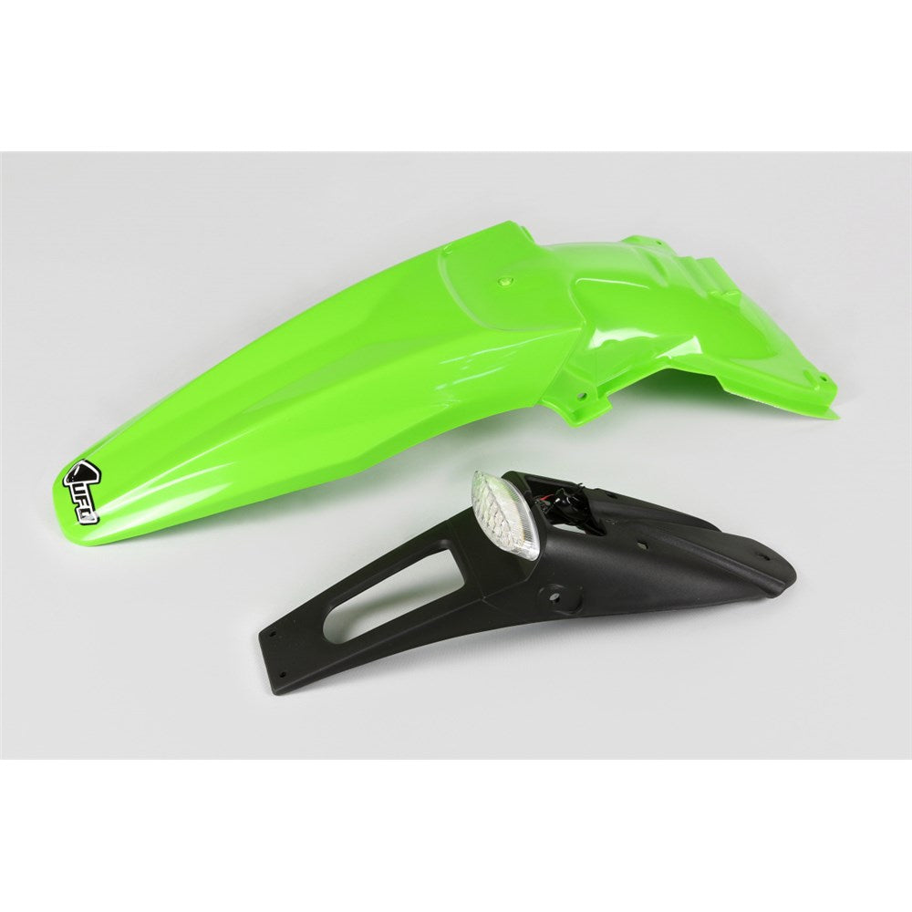 UFO KAWASAKI REAR FENDER W/LED LIGHT KLX450R 07-25 GRN
