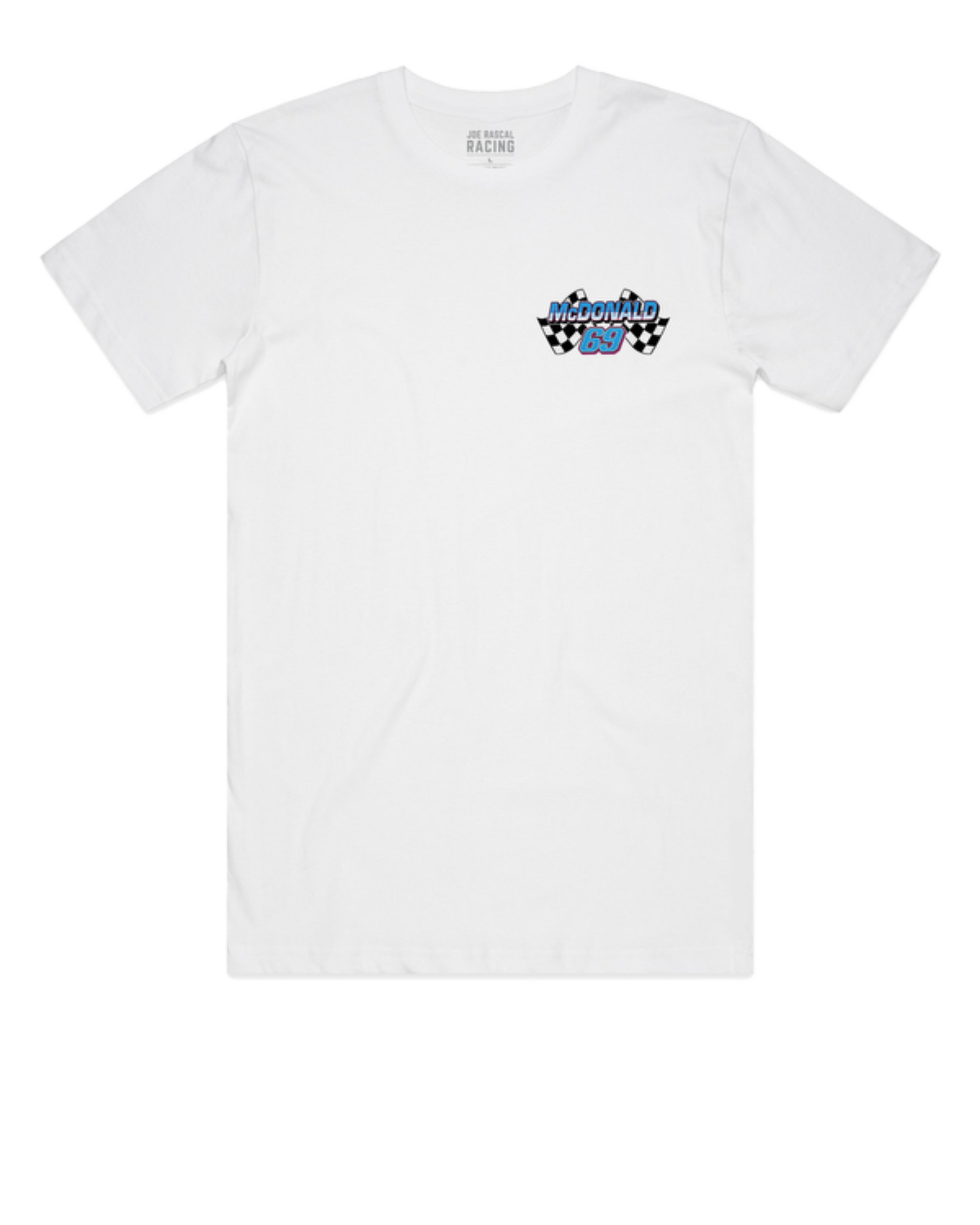 Joe Rascal Racing Archie McDonald #69 Official Bagger World Cup Tee - White