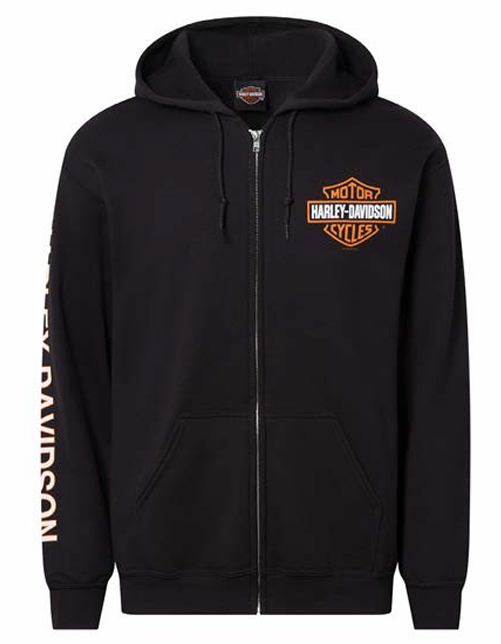 Harley-Davidson Men’s Bar & Shield Chest Logo Hoodie – Black | Exclusive Joe Rascal Back Print