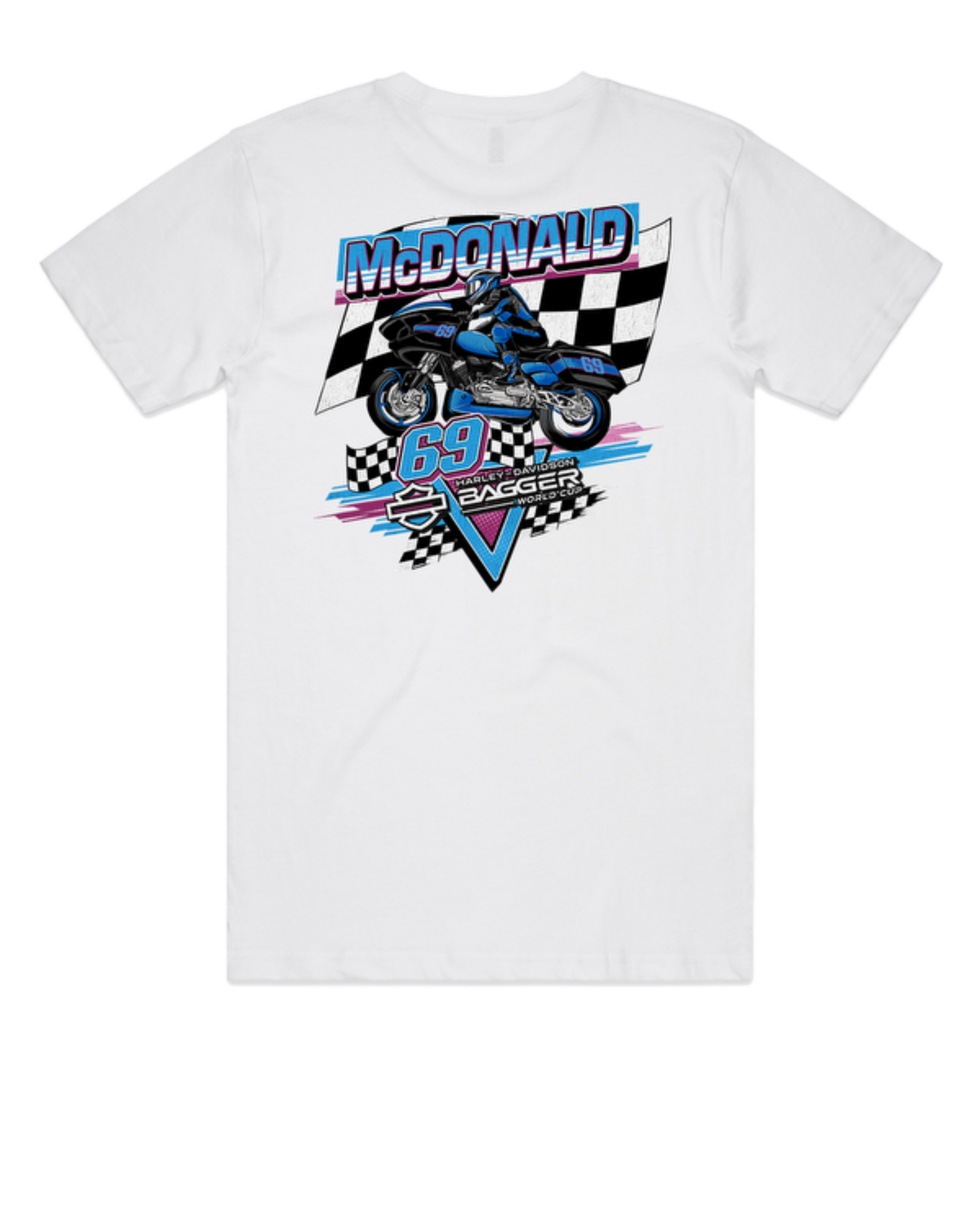 Joe Rascal Racing Archie McDonald #69 Official Bagger World Cup Tee - White