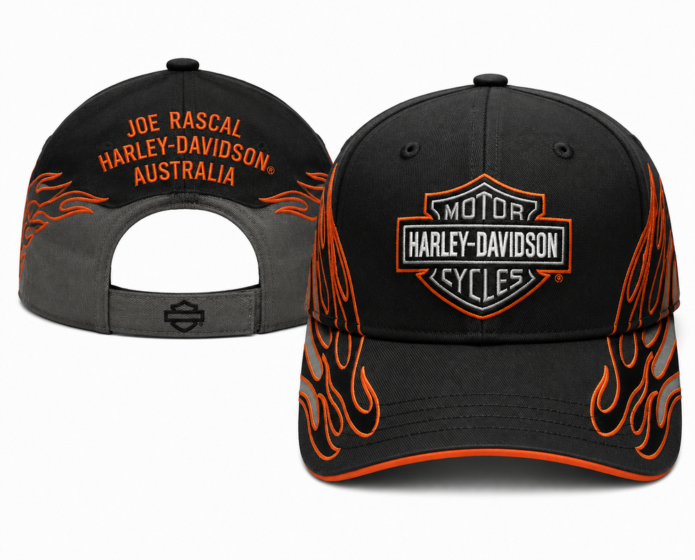 Harley-Davidson Flames Black & Grey Structured Hat