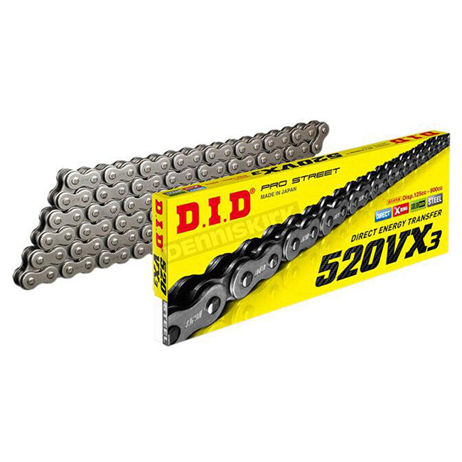 D.I.D Drive Chains - 525VX3 S&S-124 ZB Pro Street X-Ring - Silver
