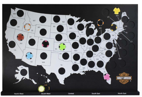 Harley-Davidson USA Map Magnetic Poker Chip Frame