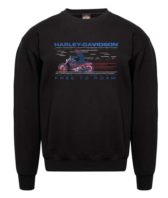 Harley-Davidson 8-Bit Crewneck Jumper – Black | Free To Roam | Exclusive Joe Rascal Back Print