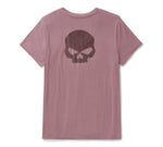 Women's Willie G Skull Bling V-neck - Nostalgia Rose