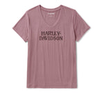 Women's Willie G Skull Bling V-neck - Nostalgia Rose