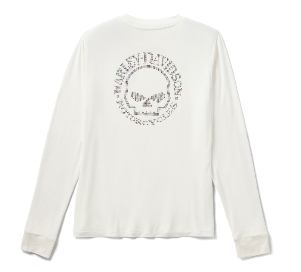 Women's Willie G Skull Bling Long Sleeve - Cloud Dancer