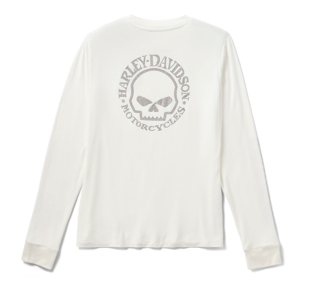 Women's Willie G Skull Bling Long Sleeve - Cloud Dancer