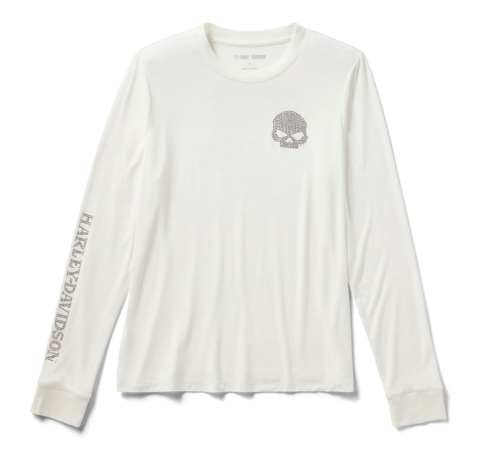 Women's Willie G Skull Bling Long Sleeve - Cloud Dancer