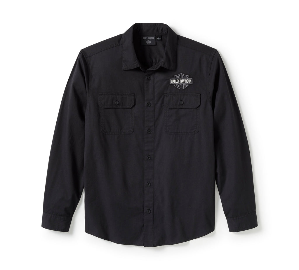 Harley-Davidson Men's Bar & Shield Solid Long Sleeve Shirt - Harley Black