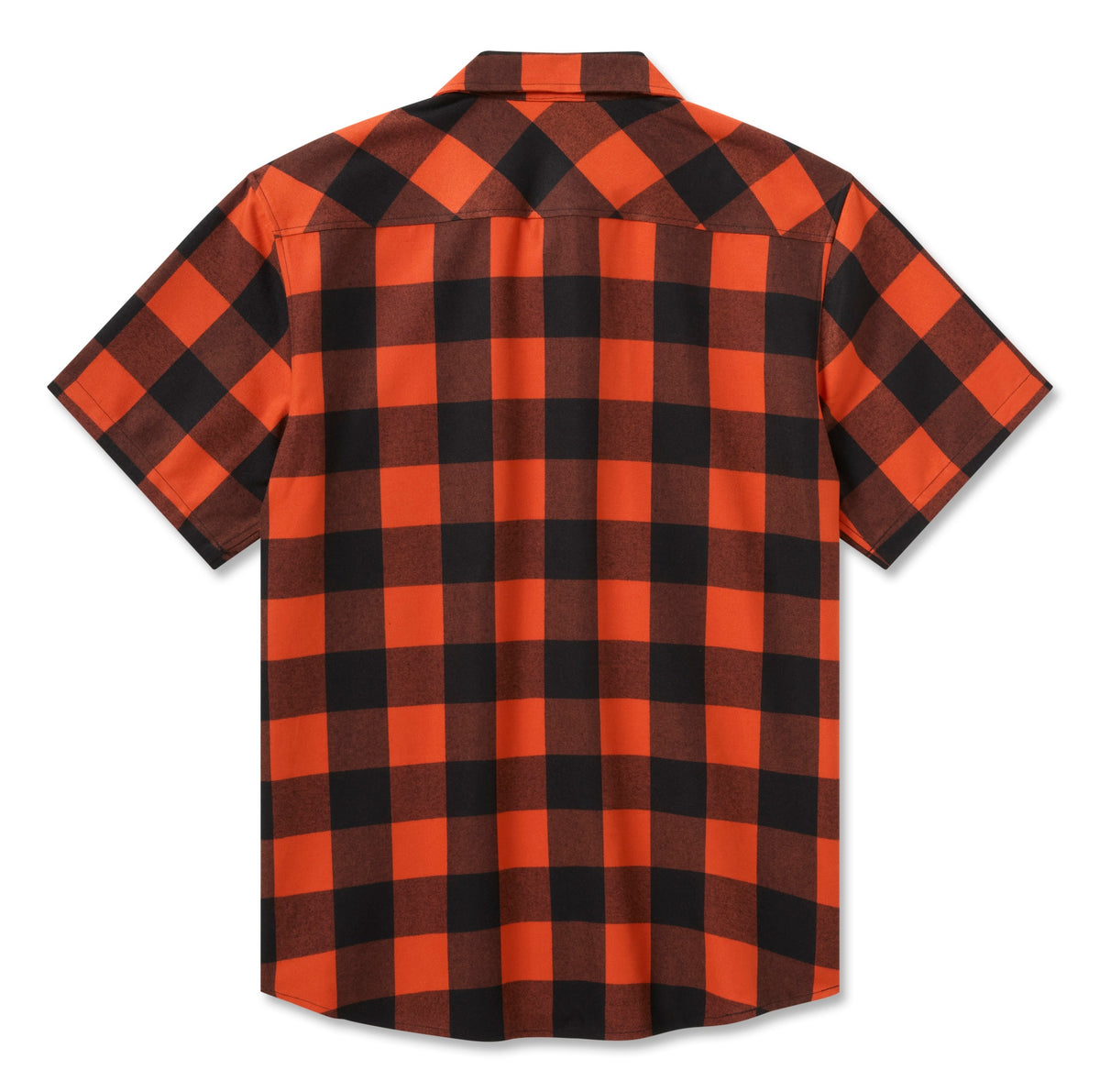 Harley-Davidson Men's H-D Standard Short Sleeve Plaid Shirt - Harley Black & Vintage Orange - back view