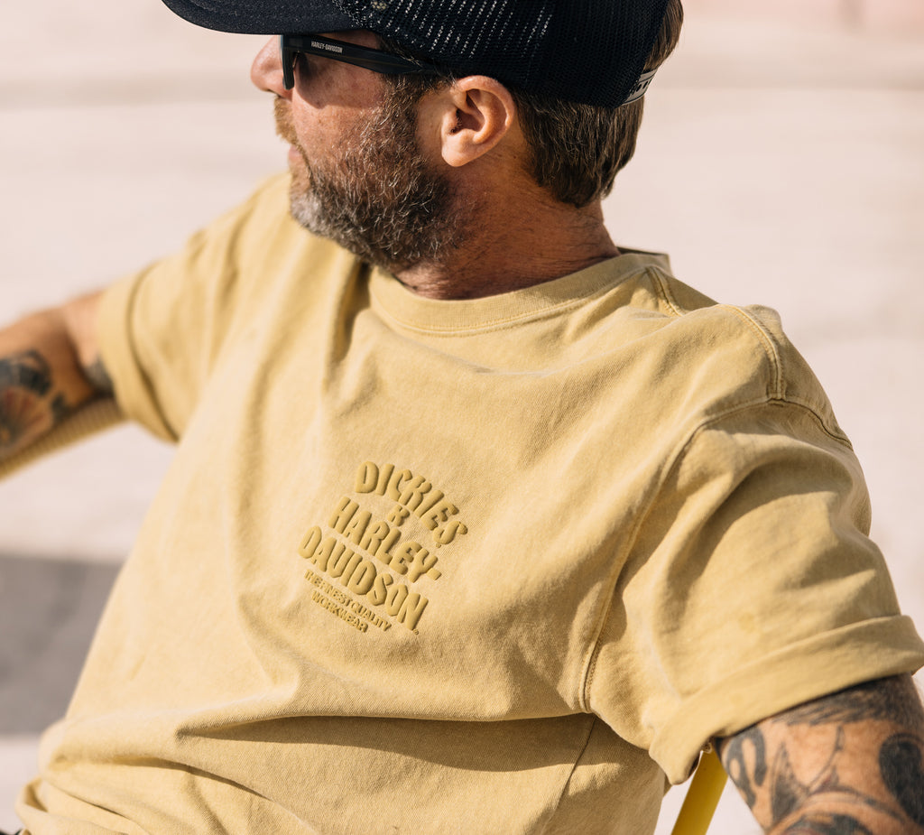 Harley-Davidson Men's Dickies x H-D Heavyweight Pigment Dyed Tee - Gold