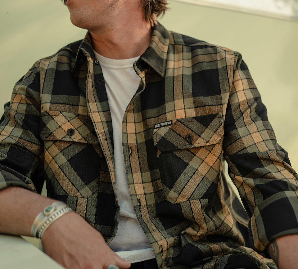 Harley-Davidson Men's H-D Standard Long Sleeve Plaid Shirt - Chicory & Harley Black - additional view 2