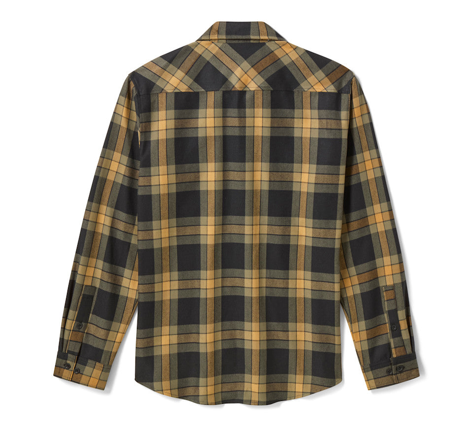 Harley-Davidson Men's H-D Standard Long Sleeve Plaid Shirt - Chicory & Harley Black - back view
