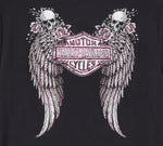 Harley-Davidson Women's Bling Angel Wings Short Sleeve Laced Front Tee