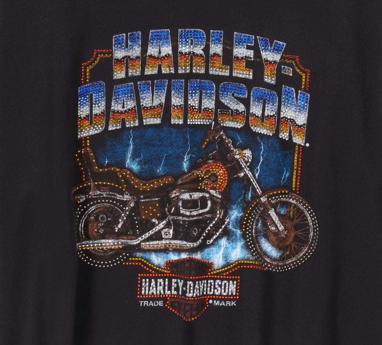 Harley-Davidson Women's Bling Chrome Fringe Hem Boxy Short Sleeve Tee
