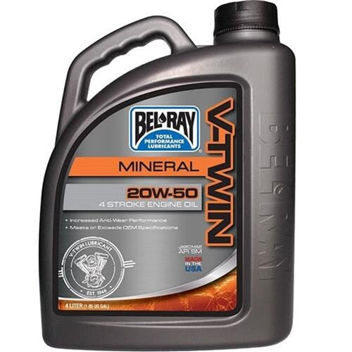 BELRAY V-TWIN MINERAL ENGINE OIL 20W-50 4 LITRE (4 TO A BOX - 301829150185) [SPC01]