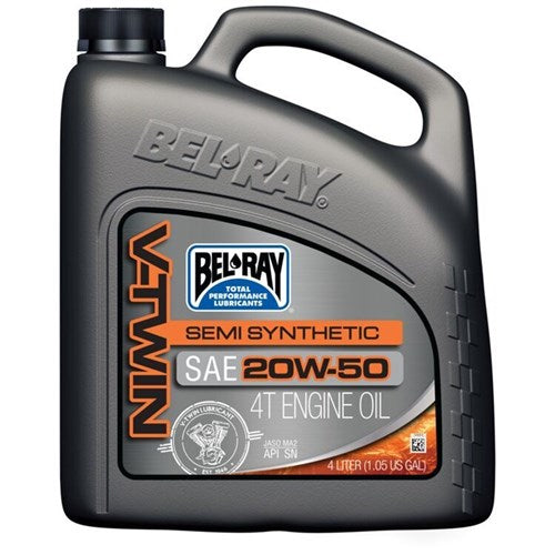 BELRAY V-TWIN SEMI-SYNTHETIC ENGINE OIL 20W-50 4 LITRE (4 TO A BOX - 301389150185) [SPC01]