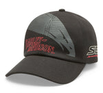 Black and gray cap with Harley-Davidson logo on a white background