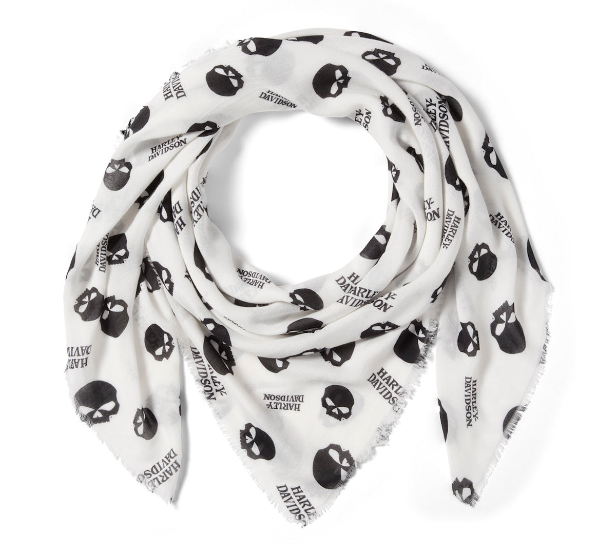 Women's Willie G Skull Shawl - Print - Cloud Dancer & Harley Black