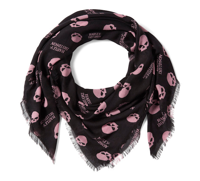 Women's Willie G Skull Shawl - Print - Harley Black & Nostalgia Rose