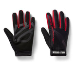 Black gloves with red accents and 'Screamin' Eagle' branding on a white background