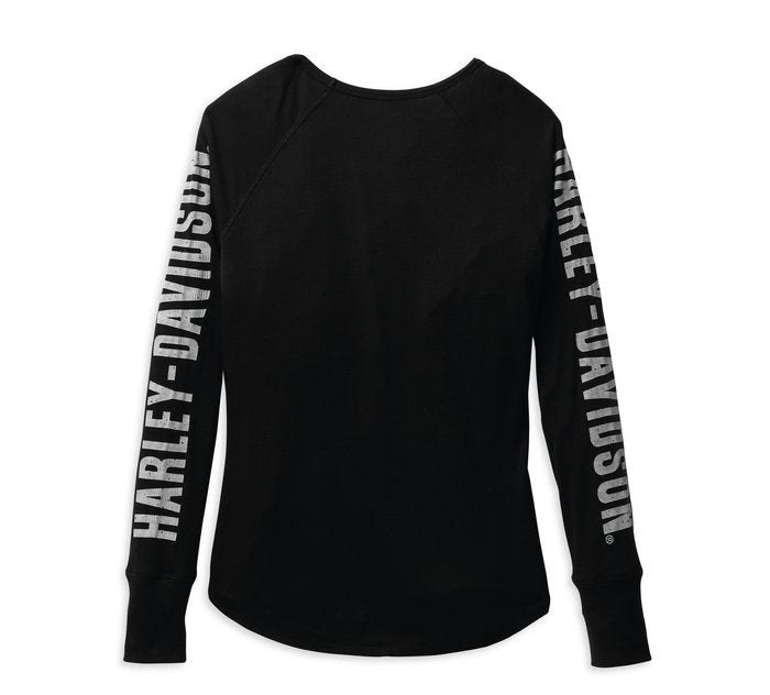 Harley-Davidson Women's Authentic Bar & Shield Rib-Knit Top - Black