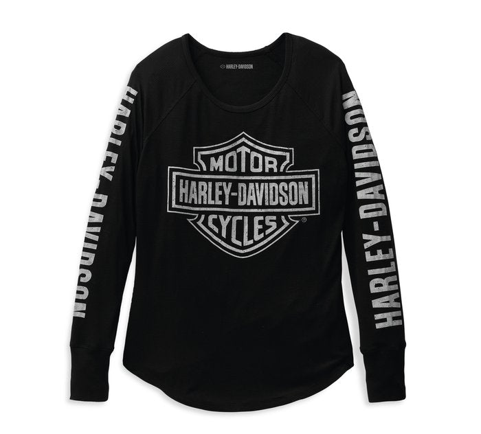 Harley-Davidson Women's Authentic Bar & Shield Rib-Knit Top - Black