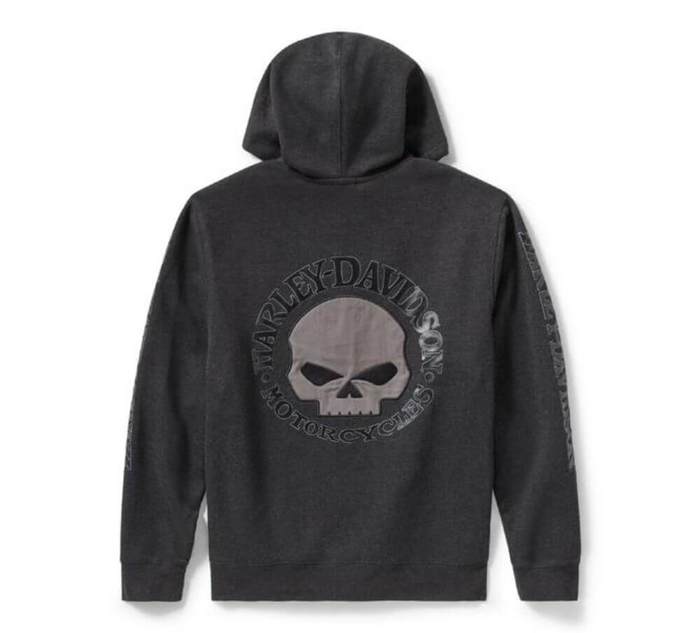 Harley-Davidson Men's Willie G Skull Zip Up Hoodie Grey