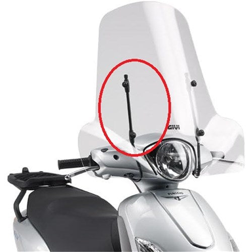 GIVI SPECIFIC WINDSCREEN FITTING KIT - PIAGGIO FLY 50-100-125-150 14-17 (NEEDS SCREEN 107A)  [ONC01]