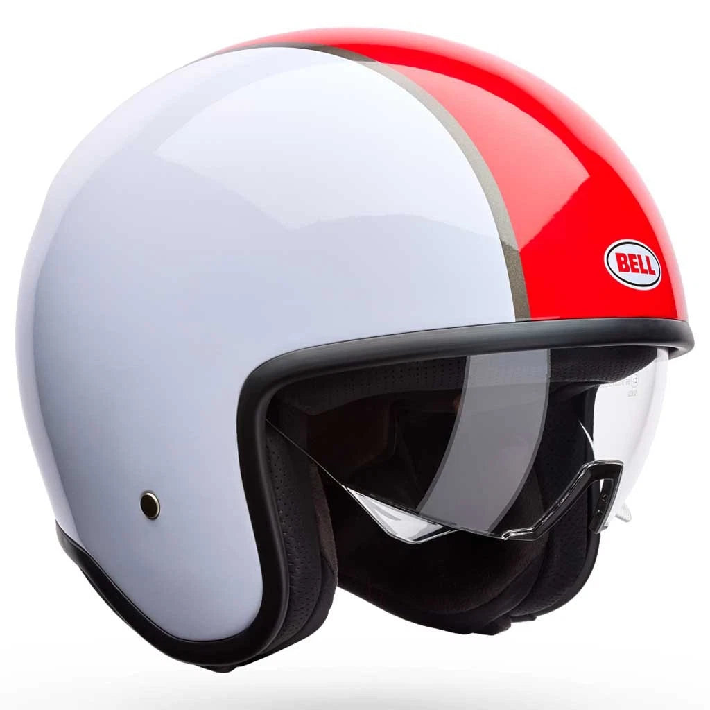 Bell Helmets - TX-501 Rally White/Red Open-Face Helmet w/ Internal Sun-Visor
