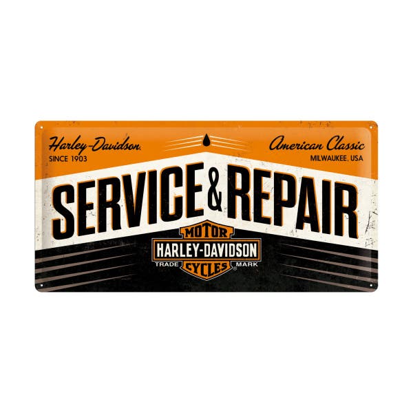 HARLEY-DAVIDSON SERVICE & REPAIR TIN SIGN - 25X50CM