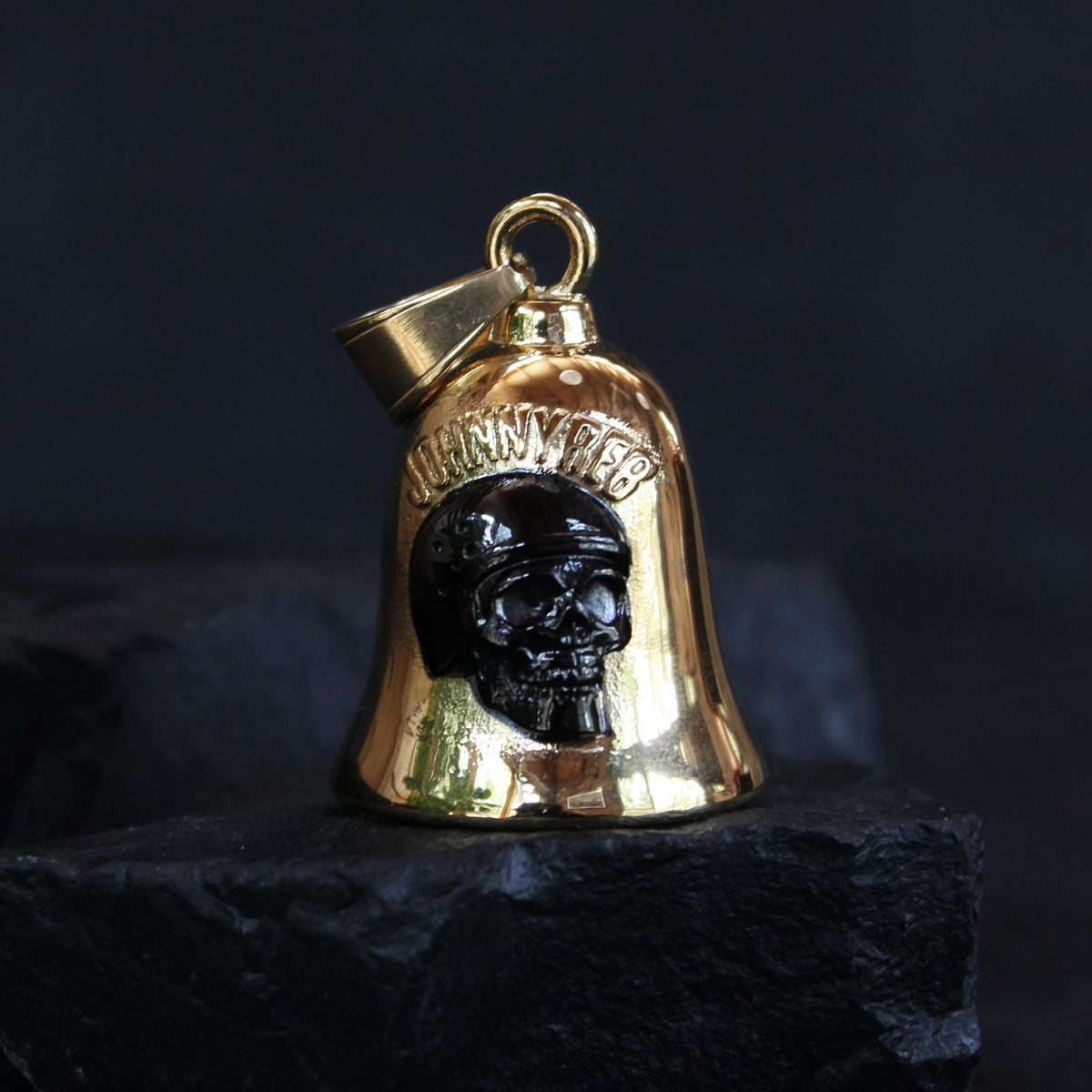 Johnny Reb Skull Rider Ride Bell - Gold - product image 1