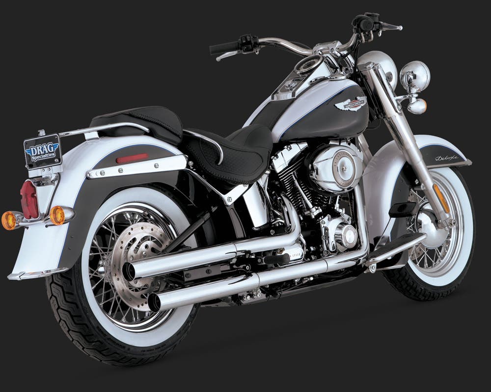 VANCE AND HINES STRAIGHTSHOTS HS SLIP-ON MUFFLERS CHROME FOR SOFTAIL 07-16 FLSFLSTN
