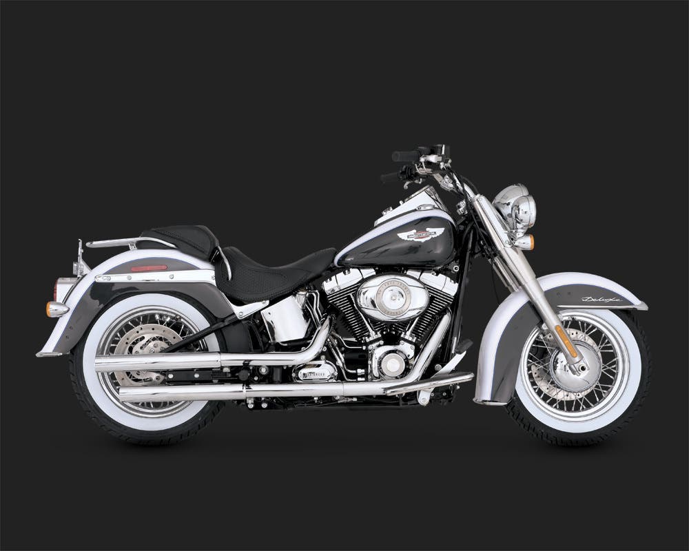 VANCE AND HINES STRAIGHTSHOTS HS SLIP-ON MUFFLERS CHROME FOR SOFTAIL 07-16 FLSFLSTN
