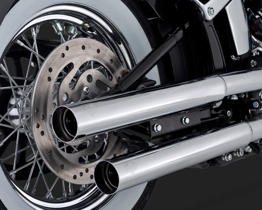 VANCE AND HINES STRAIGHTSHOTS HS SLIP-ON MUFFLERS CHROME FOR SOFTAIL 07-16 FLSFLSTN