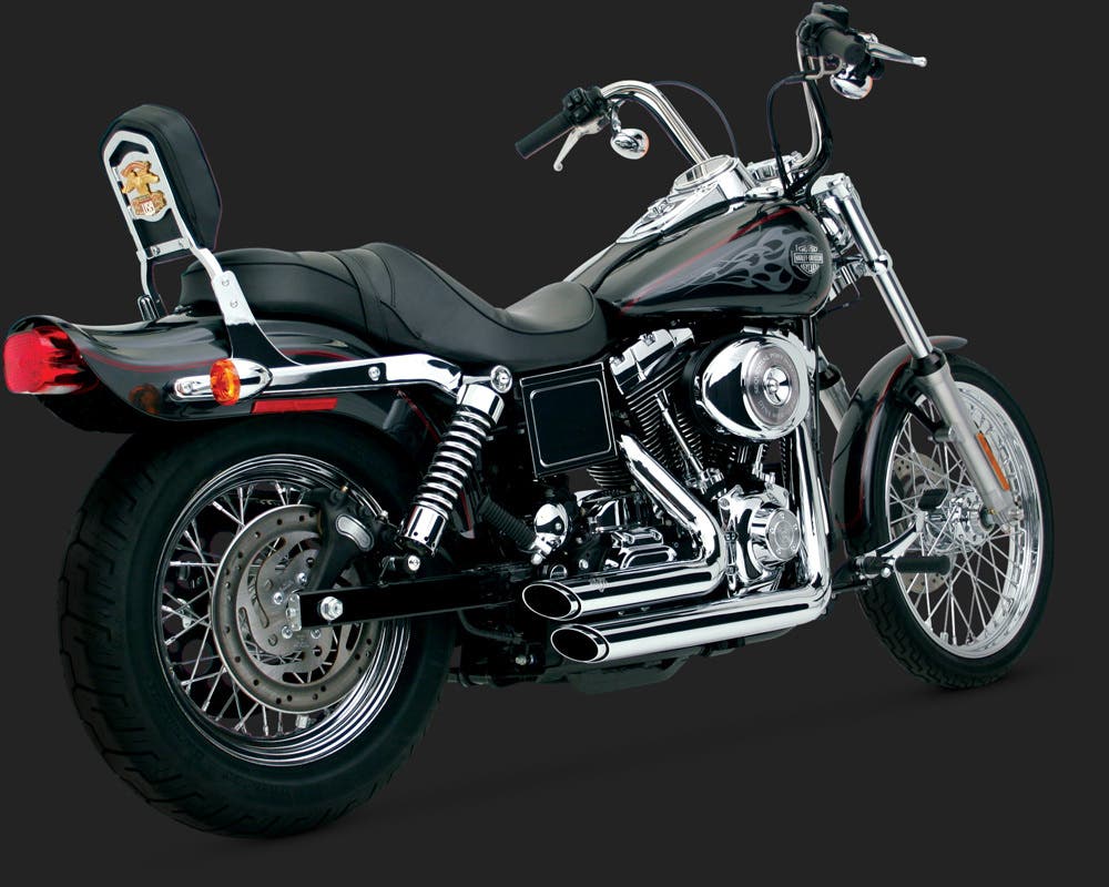 VANCE AND HINES SHORTSHOTS STAGGERED EXHAUST CHROME FOR DYNA 91-05