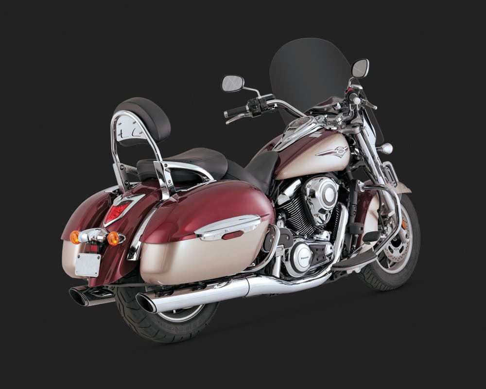 VANCE AND HINES TWIN SLASH SLIP-ON MUFFLERS FOR KAWASAKI VULCAN 1700 NOMAD/VOYAGER/VAQUARO 09-14